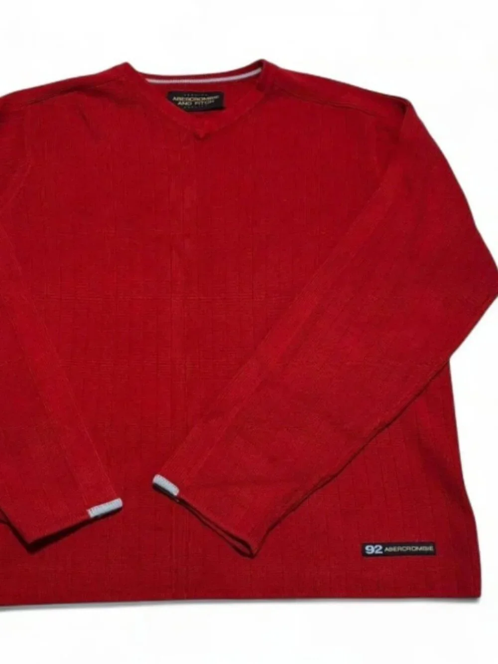 Vintage y2k Abercrombie & Fitch Boxy Relaxed Fit Rib Knit Sweater Mens L Red A&F